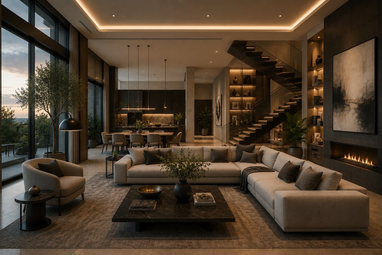 Warm contemporary residential interior at Mushroom Park
